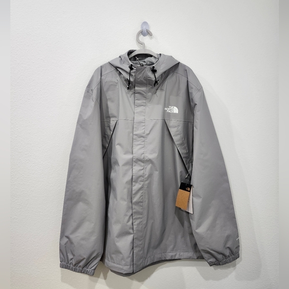 The North Face Men's Full Zip Antora Rain Wind Jacket Hooded 3XL Meld Gray NWT - Picture 1 of 8